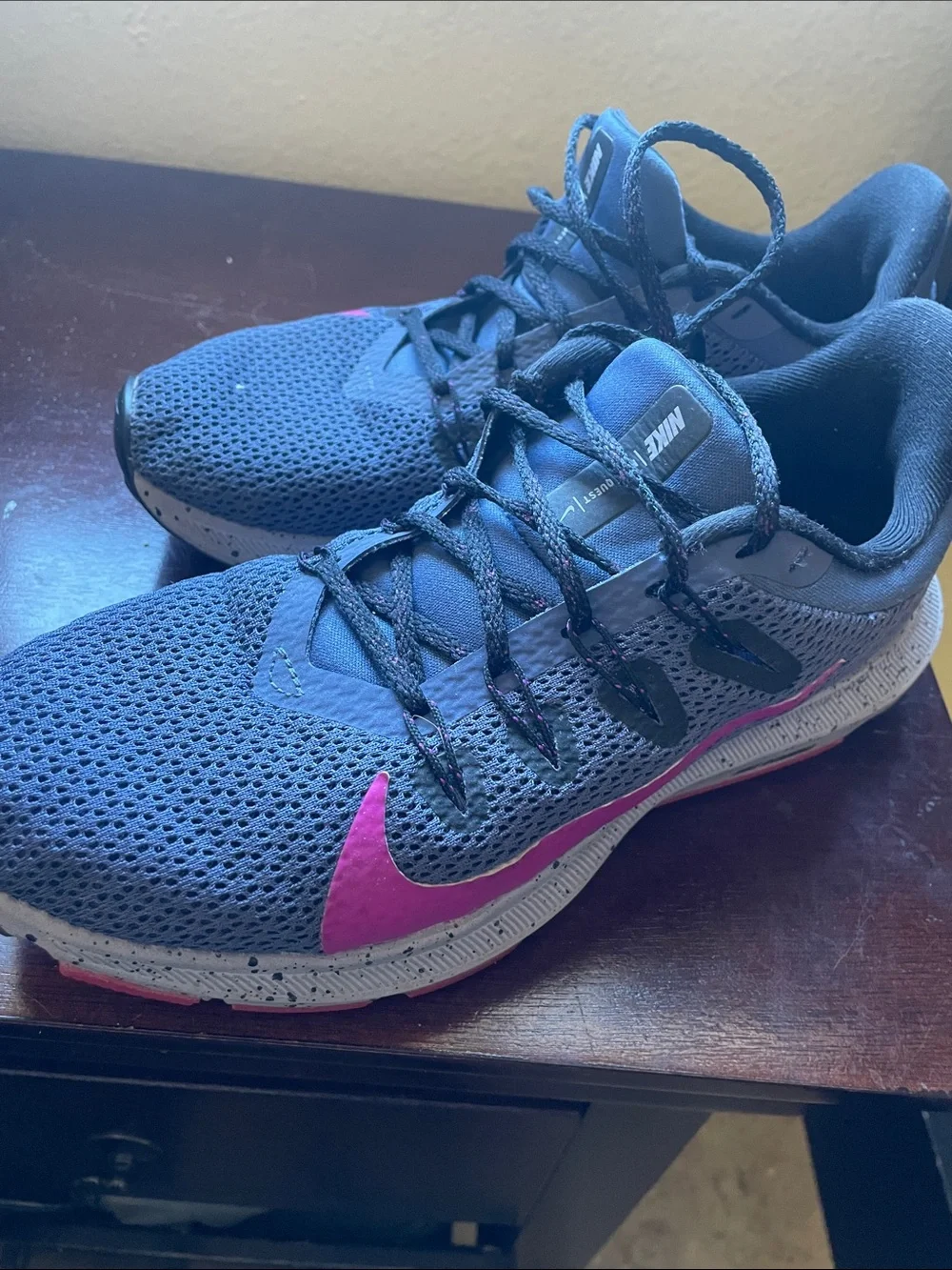 Nike Women’s Gray Athletic Shoes with Pink Swoosh